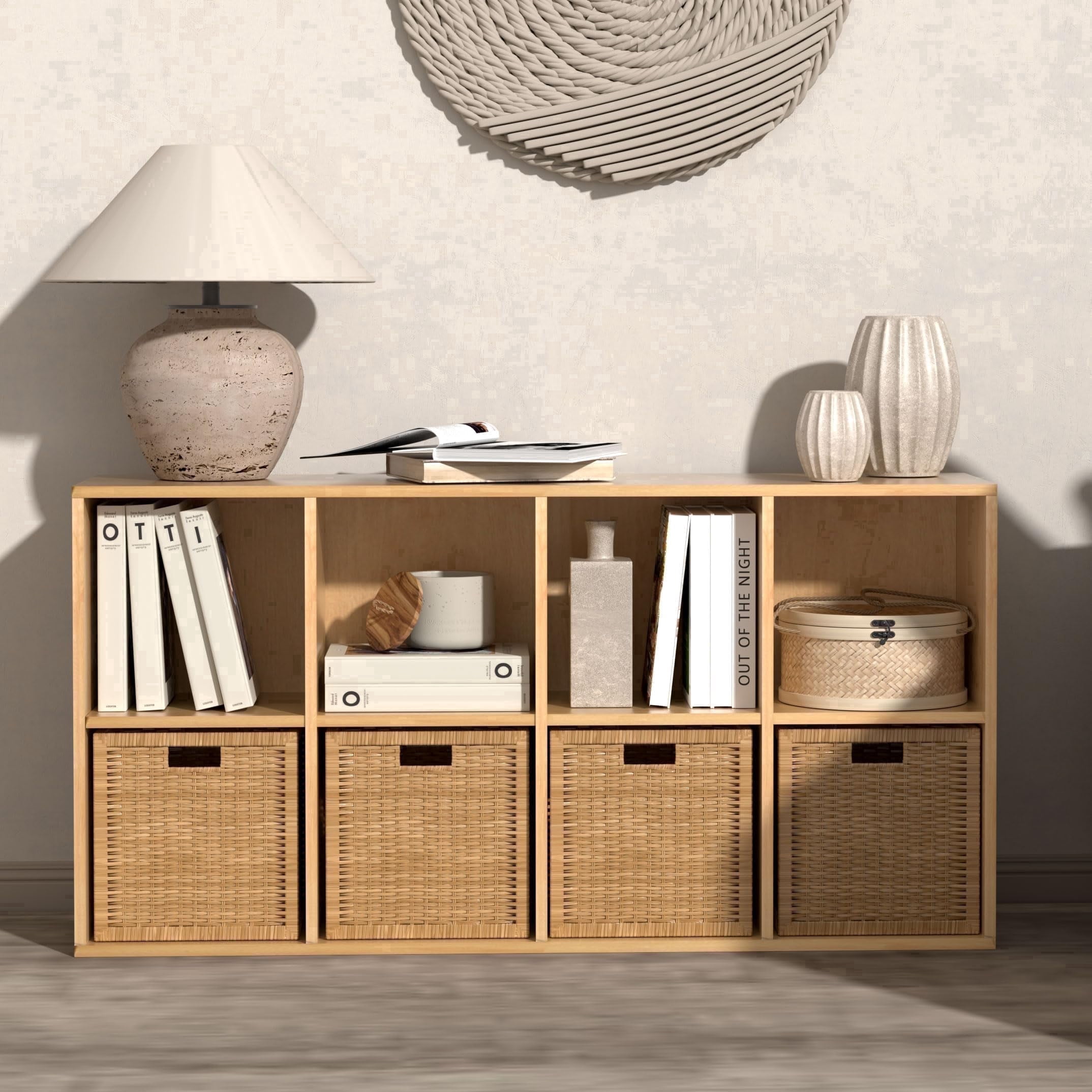 NEWADARA Wooden 8 Cube Storage Organizer with Closed Back Panel,Cube Shelf Cubby Storage Organizer with Compartments for Living,Bookshelf for Adult