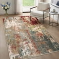 thumbnail image 1 of NewBuros Area Rugs 3'x5', Modern Abstract Non-Slip Washable Rugs for Living Room, Soft Low Pile Stain Resistant Indoor Carpet for Bedroom Dining Room Playroom, Red Brown, 1 of 10