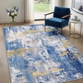 thumbnail image 1 of NewBuros Area Rugs 4'x6', Modern Abstract Non-Slip Washable Rugs for Living Room, Soft Low Pile Stain Resistant Indoor Carpet for Bedroom Dining Room Playroom, Blue Gold, 1 of 11