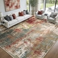 thumbnail image 1 of NewBuros Area Rugs 9'x12', Modern Abstract Non-Slip Washable Rugs for Living Room, Soft Low Pile Stain Resistant Indoor Carpet for Bedroom Dining Room Playroom, Red Brown, 1 of 11
