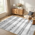 thumbnail image 1 of NewBuros 4'x6' Area Rugs for Living Room, Washable Rug Boho Moroccan Neutral Geometric Soft Indoor Rug, Low Pile Non-Slip Print Pattern Rug for Bedroom Dining Room, Gray Black, 1 of 10