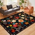 thumbnail image 1 of NewBuros 5'x7' Area Rugs, Boho Non Slip Washable Rugs for Living Room, Stain Resistant Soft Low Pile Indoor Floral Carpet for Bedroom Dining Room Office, Black, 1 of 8