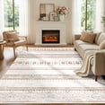 thumbnail image 1 of NewBuros 6'x9' Area Rugs for Living Room, Washable Rug Boho Moroccan Neutral Geometric Soft Indoor Rug, Low Pile Non-Slip Print Pattern Rug for Bedroom Dining Room, Cream Brown, 1 of 10