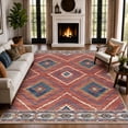 thumbnail image 1 of NewBuros 8'x10' Area Rug for Living Room, Machine Washable Non-Slip Rug, Soft Low Pile Stain Resistant Vintage Western Indoor Rug for Bedroom Dining Room, Red, 1 of 11