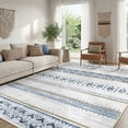 thumbnail image 1 of NewBuros 8'x10' Area Rugs for Living Room, Washable Rug Boho Moroccan Neutral Geometric Soft Indoor Rug, Low Pile Non-Slip Print Pattern Rug for Bedroom Dining Room, Blue Brown, 1 of 10