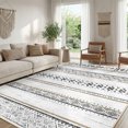 thumbnail image 1 of NewBuros 8'x10' Area Rugs for Living Room, Washable Rug Boho Moroccan Neutral Geometric Soft Indoor Rug, Low Pile Non-Slip Print Pattern Rug for Bedroom Dining Room, Black Brown, 1 of 10