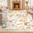 thumbnail image 1 of NewBuros 9'x12' Area Rugs, Boho Non Slip Washable Rugs for Living Room, Stain Resistant Soft Low Pile Indoor Floral Carpet for Bedroom Dining Room Office, Cream White, 1 of 9