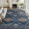 thumbnail image 1 of NewBuros 9'x12' Area Rugs for Living Room, Non-Slip Machine Washable Rugs, Soft Stain Resistant Low Pile Vintage Distressed Print Western Indoor Carpet, Darkblue, 1 of 9