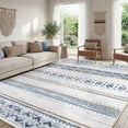 thumbnail image 1 of NewBuros 9'x12' Area Rugs for Living Room, Machine Washable Rug Non-Slip, Soft Low Pile Boho Moroccan Neutral Geometric Indoor Rug for Bedroom Kitchen Dining Room, Blue Brown, 1 of 9