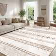 thumbnail image 1 of NewBuros 9'x12' Area Rugs for Living Room, Washable Rug Boho Moroccan Neutral Geometric Soft Indoor Rug, Low Pile Non-Slip Print Pattern Rug for Bedroom Dining Room, Cream Brown, 1 of 10
