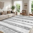 thumbnail image 1 of NewBuros 9'x12' Area Rugs for Living Room, Washable Rug Boho Moroccan Neutral Geometric Soft Indoor Rug, Low Pile Non-Slip Print Pattern Rug for Bedroom Dining Room, Gray Black, 1 of 10