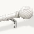 thumbnail image 1 of NewBuros Adjustable Wood Curtain Rod, 32 to 48 Inch, 1" Diameter Heavy-Duty Indoor Curtain Rod, Sturdy Rust-Proof with Wood Grain Leaf Pattern, White, 1 of 8