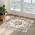 thumbnail image 1 of NewBuros Area Rugs 2'x3' Non-Slip Washable, Floral Vintage Distress Print Pattern Low Pile Soft Indoor Rugs for Kitchen Bedroom Entryway, Beige Colorful, 1 of 9