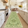 thumbnail image 1 of NewBuros Area Rugs 2'x10' Non-Slip Washable, Floral Vintage Distress Print Pattern Low Pile Soft Indoor Runner Rugs for Hallway Kitchen Bedroom, Yellow Green, 1 of 10