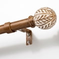 thumbnail image 1 of NewBuros Wood Curtain Rod for Windows 32 to 120 Inch, 1" Diameter Heavy-Duty Curtain Rods Set, with Decorative Embossed Wood Grain Leaf Finial, Sturdy Rust-Proof Adjustable Design, Coffee Brown, 1 of 8