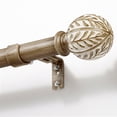 thumbnail image 1 of NewBuros Weathered Wood Wood Curtain Rod for Windows, 1" Diameter Heavy-Duty Wooden Curtain Pole Set, Adjustable Length 32 to 120 Inch with Decorative Leaf Finial., 1 of 9