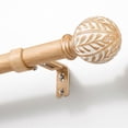 thumbnail image 1 of NewBuros Wood Curtain Rod for Windows 32 to 144 Inch, 1" Diameter Heavy-Duty Curtain Rods Set, with Decorative Embossed Wood Grain Leaf Finial, Sturdy Rust-Proof Adjustable Design, Brown, 1 of 8