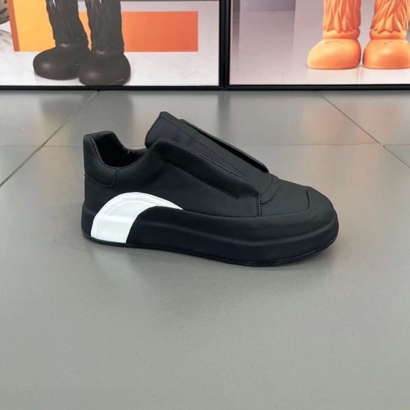 NewChunky Platform Hook-and-Loop Shoes Casual Trendy Dress Sneakers for Men Black White