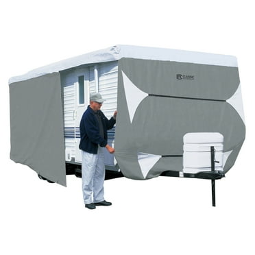 NewClassic Accessories OverDrive PolyPRO 3 Deluxe Travel Trailer Cover or Toy Hauler Cover, Fits 18' - 20' RVs - Max Weather Protection with 3-Ply Poly Fabric Roof Travel Trailer Cover