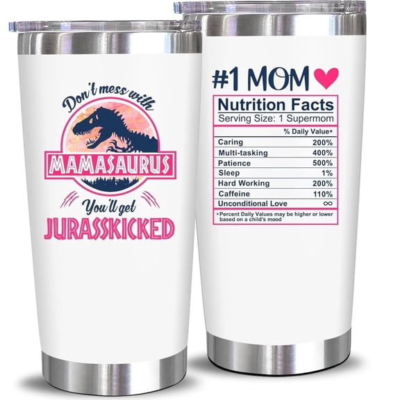 NewEleven Funny Cup Mamasaurus Mother's Day Gift Mug for Mom, 20oz Stainless Steel Tumbler