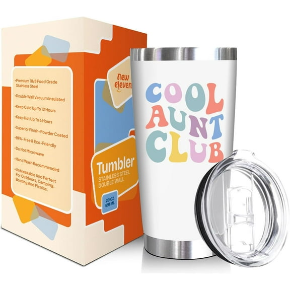 NewEleven Cool Aunt Gifts from Niece, Nephew 20oz Tumbler , New Auntie Gift, Sister Gift Aunty Birthday, Pregnancy Announcement, Promoted to Auntie, Best Aunt Ever