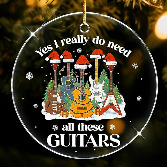 NewEleven Cool Gift for Music Lovers Christmas Guitar Acrylic Ornament, Rock & Roll Holiday Decoration