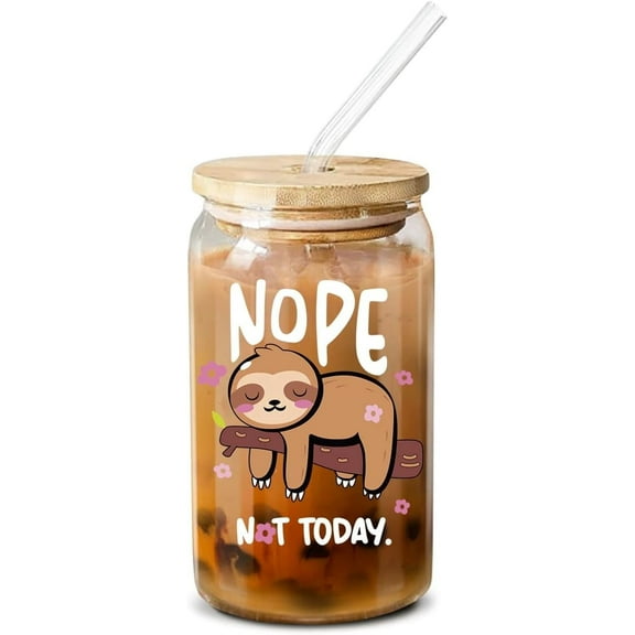 NewEleven Gifts for Women - Stuff for Sloth Lovers - Cute Funny Birthday Gifts for Women, Best Friend, Sister, Daughter, Coworker - 16oz Coffee Glass