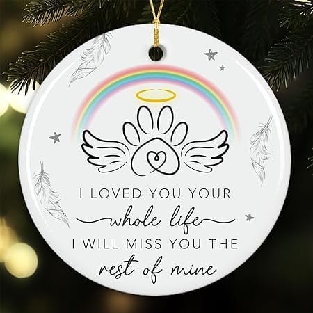 NewEleven Heartfelt Gift for Pet Lovers Christmas Pet Memorial Ceramic Ornament, Remembrance Keepsake Decoration