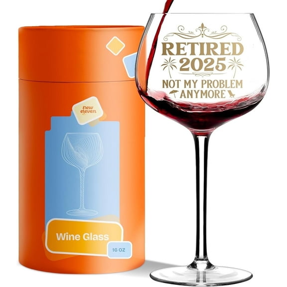 NewEleven Retirement Gift, 16 Oz Wine Glass, Farewell Goodbye Gifts For Coworkers
