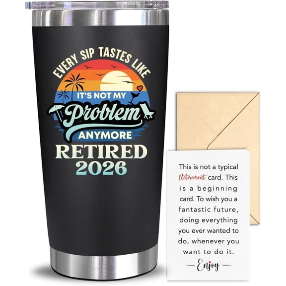 NewEleven Retirement Tumbler for Men, Women - Funny 2026 Retirement Gift, Stainless Steel Insulated Cup 20 oz