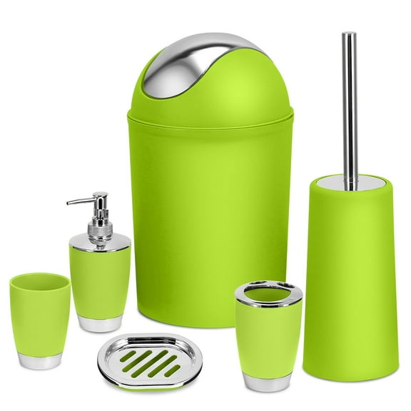 Moclever 6 Pcs Bathroom Accessories Set, Plastic Bathroom Set Lightweight Durable for Home Bathroom Unisex Adults Kids, Green