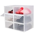 thumbnail image 1 of NewHome 6Pcs Collapsible Shoe Box Stackable Shoe Storage Bin Transparent Dustproof PP Shoe Organizer Container White, 1 of 9
