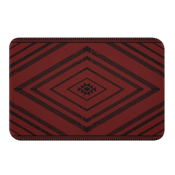 NewJum Aztec Bathroom Rugs Microfiber Boho Bath Mats Non-Slip Red Black Moroccan Style Bathroom Accessories Classic Diamond Pattern Floor Doormats Soft Door Mat,15.7"x23.6"