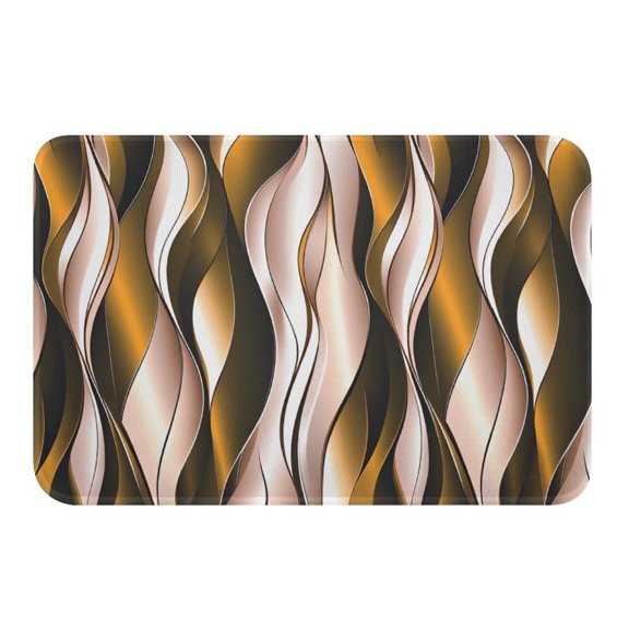 NewJum Bathroom Rugs,Orange Gradient Stripe Kitchen Rug Non-Slip Rubber Backing Doormat,Abstract Line Twist Absorbent Bath Mat Washable Floor Mats,15.7"x23.6"