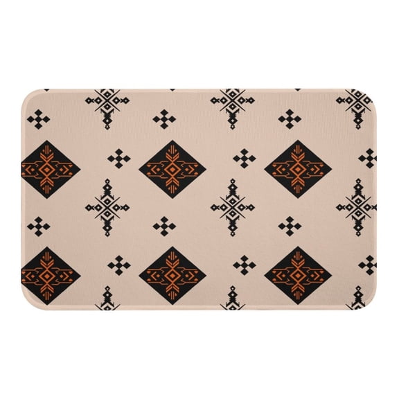 NewJum Bohemian Aztec Bathroom Rugs Western Boho Bath Mat | Southwestern Native Tribal Aztec Exotic Geometric Diamond Triangle Doormat,19.7"x31.5"