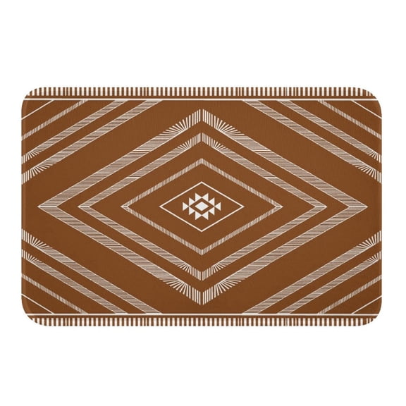 NewJum Boho Bathroom Rugs Microfiber Brown Moroccan Style Bath Mats Non-Slip Classic Diamond Pattern Bathroom Accessories Aztec Floor Doormats Soft Door Mat,15.7"x23.6"