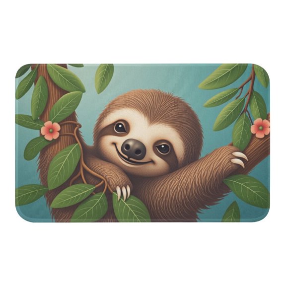 NewJum Cute Sloth Rugs Crystal Velvet Bath Mat Non-Slip Absorbent Floor Rug Soft Entryway Rug Washable Carpet Super Absorbent Door Mat for Home Decor Mats,19.7"x31.5"