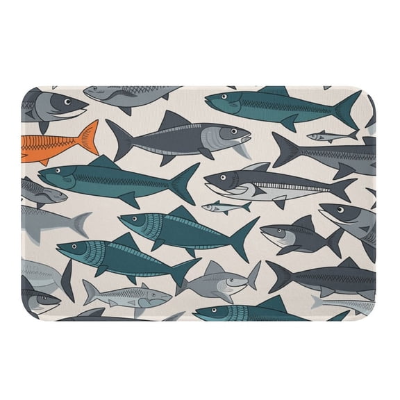 NewJum Fish Rugs Crystal Velvet Bath Mat Non-Slip Absorbent Floor Rug Soft Entryway Rug Washable Carpet Super Absorbent Door Mat for Home Decor Mats,15.7"x23.6"