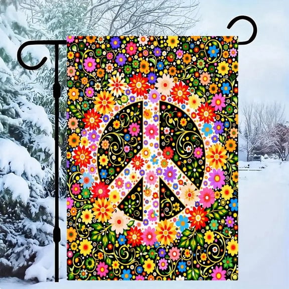 NewJum Flowers of Peace Garden Flag Double Sided Yard Flags Lawn Sign Decor 12x18