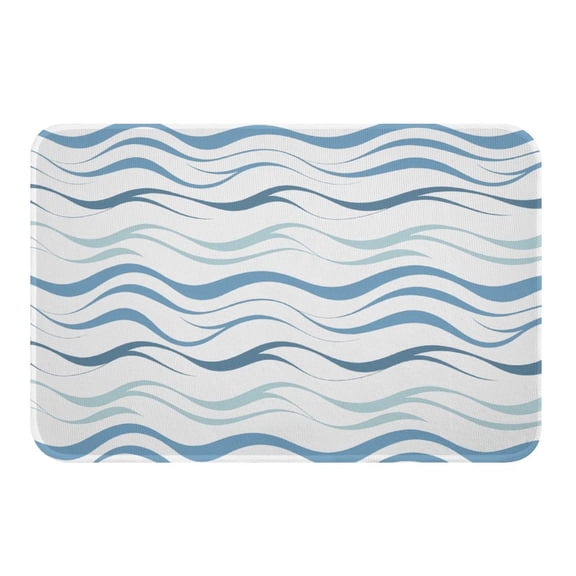 NewJum Front Door Mat, Blue Stripes Absorbent Non Slip Indoor Entry Rug, Modern Gradient Abstract Ocean Waves Lines Low-Profile Doormat Washable Rugs,15.7"x23.6"