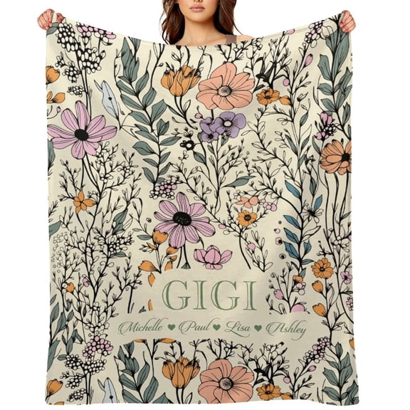 NewJum Gigi Blanket with Grandkids Names, Gigi Throw, Grandma Blanket, Best Gift for Grandma, Mom Gifts, Mother's Day,30x40 inches