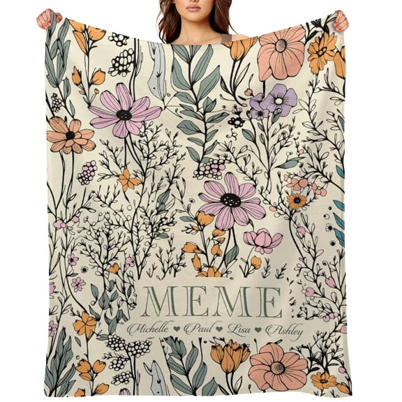 NewJum Meme Blanket with Grandkids Names, Meme Throw, Grandma Blanket, Best Gift for Grandparents, Mom Gifts, Mother's Day,60x80 inches