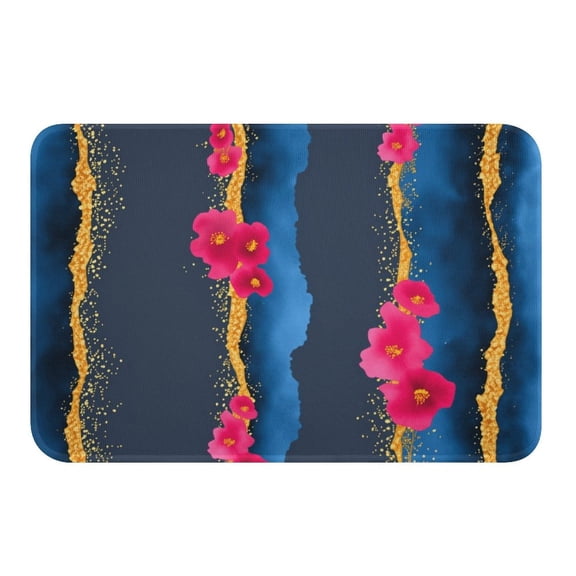 NewJum Rectangle Area Rug for Living Room, Agate Stripes Flowers Print Carpets Non-Slip Washable Minimalist Style Low-Pile Rugs Rugs for Office Entryway Decorative Carpet,15.7"x23.6"