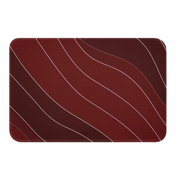 NewJum Red Pink Diagonal Wave Bathroom Rugs Curved Line Print Bath Mats Modern Abstract Line Pattern Bathroom Accessories Gradient Design Floor Doormats,15.7"x23.6"