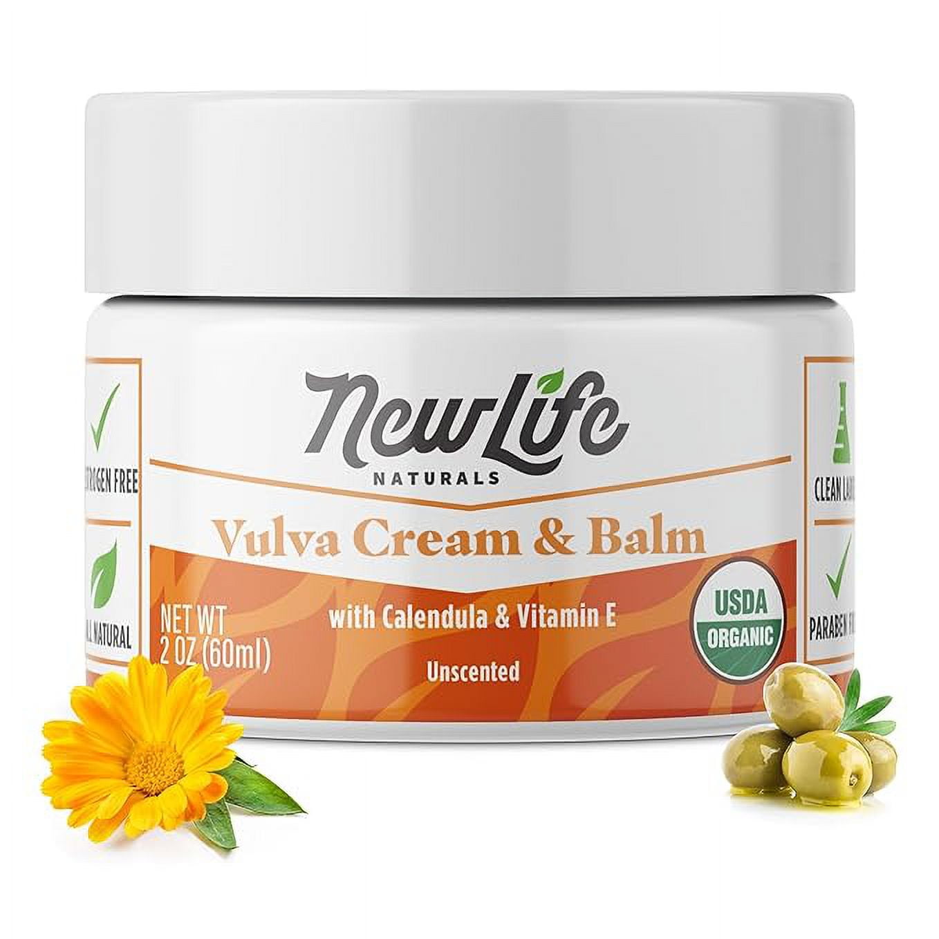 NewLife Naturals Certified Organic Vulva Cream with Calendula & Vitamin