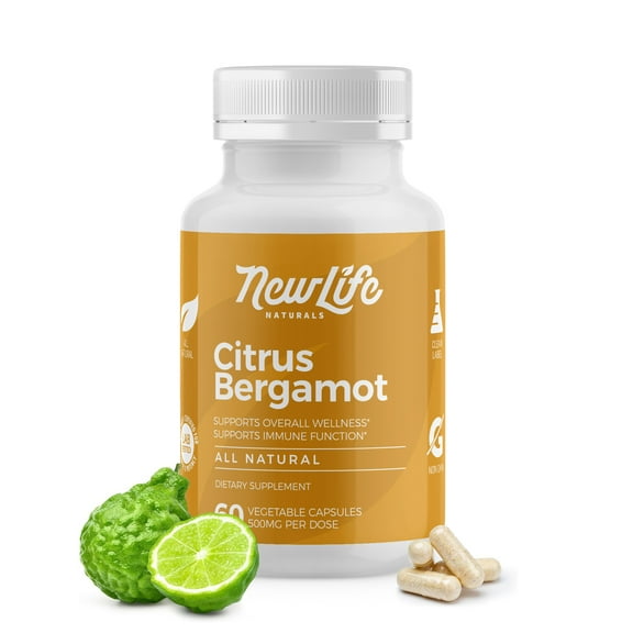NewLife Naturals Citrus Bergamot: 500 Mg Citrus Bergamot Extract - Support Health Cholesterol Blood Sugar Levels-60 Veggie Caps