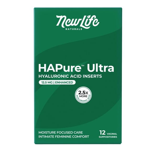 NewLife Naturals HAPure Ultra Hyaluronic Acid Vaginal Suppositories  Vaginal Moisturizer Hydration Dryness Support  12 Inserts - 1 Month Supply USA