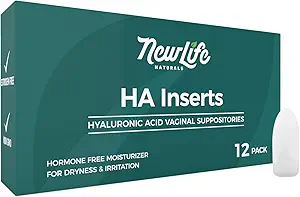 NewLife Naturals Hyaluronic Acid Vaginal Suppositories for Dryness Irritation | Vaginal Moisturizer for Menopause Relief Support, 12 Inserts- 30 Day Use, USA