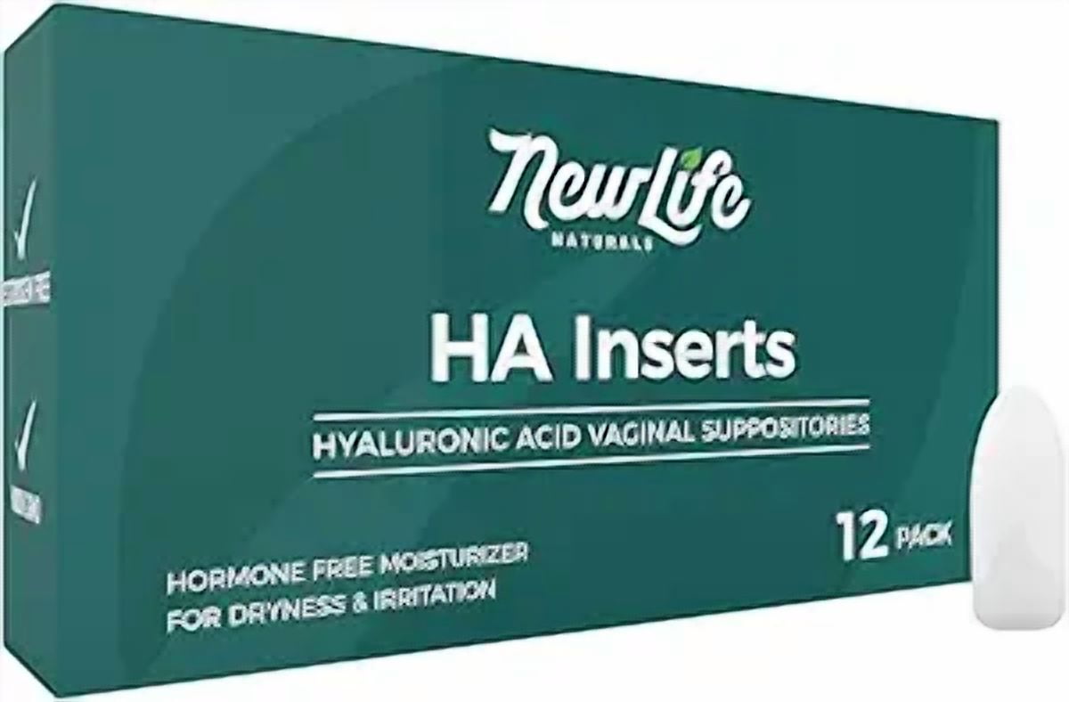 NewLife Naturals HA Inserts Hyaluronic Acid Vaginal Suppositories for Dryness Irritation | Vaginal Moisturizer for Menopause Support, 12 Inserts- 30 Day Use, USA
