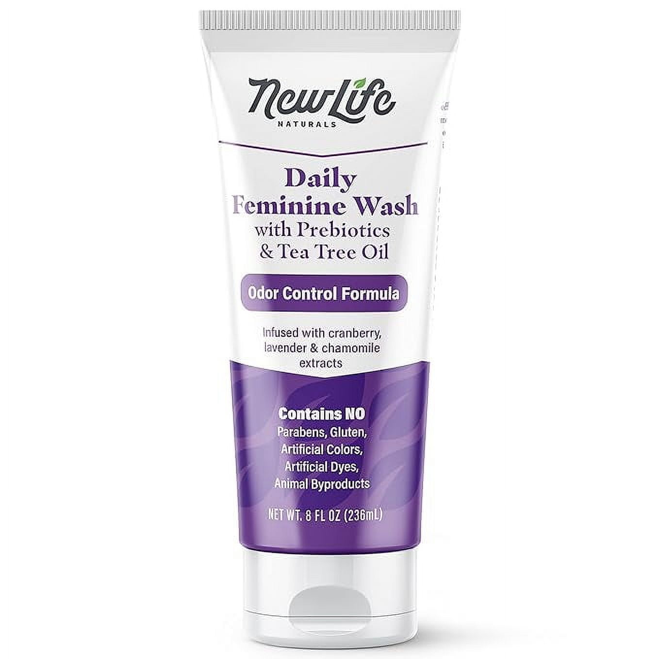 NewLife Naturals PH Balanced Daily Feminine Wash with Tea Tree Oil and Prebiotics - 8oz